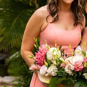 Azazie “Moira” Coral A-Line Bridesmaid Dress